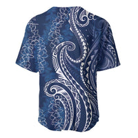 Polynesia Plumeria Lei Baseball Jersey Navy Blue Curves Motif LT7 - Polynesian Pride