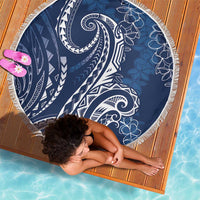 Polynesia Plumeria Lei Beach Blanket Navy Blue Curves Motif LT7 - Polynesian Pride