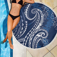Polynesia Plumeria Lei Beach Blanket Navy Blue Curves Motif LT7 - Polynesian Pride
