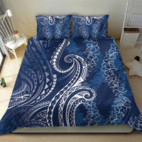Polynesia Plumeria Lei Bedding Set Navy Blue Curves Motif LT7 - Polynesian Pride