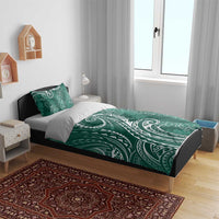 Polynesia Plumeria Lei Bedding Set Sage Green Curves Motif