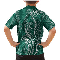 Polynesia Plumeria Lei Family Matching Mermaid Dress and Hawaiian Shirt Sage Green Curves Motif LT7 - Polynesian Pride