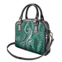 Polynesia Plumeria Lei Shoulder Handbag Sage Green Curves Motif