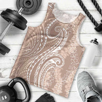 Polynesia Plumeria Lei Men Tank Top Beige Curves Motif
