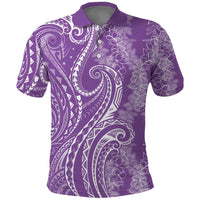 Polynesia Plumeria Lei Polo Shirt Periwinkle Curves Motif