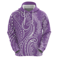 Polynesia Plumeria Lei Zip Hoodie Periwinkle Curves Motif LT7 - Polynesian Pride