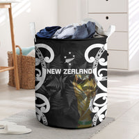 New Zealand WC2026 Black Laundry Basket Silver Fern