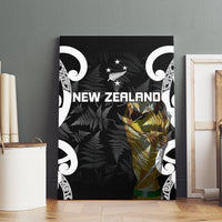 New Zealand WC2026 Black Canvas Wall Art Silver Fern