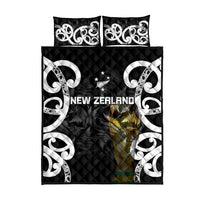 New Zealand WC2026 Black Quilt Bed Set Silver Fern