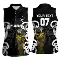 New Zealand WC2026 Custom Black Women Sleeveless Polo Shirt Silver Fern