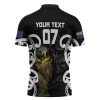 New Zealand WC2026 Custom Black Zipper Polo Shirt Silver Fern LT7 - Polynesian Pride