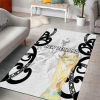 New Zealand WC2026 White Area Rug Silver Fern
