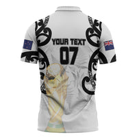 New Zealand WC2026 Custom White Zipper Polo Shirt Silver Fern