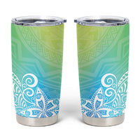 Polynesia Tumbler Cup Plumeria Blue Gradient Curves