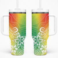 Polynesia Tumbler With Handle Plumeria Reggae Curves