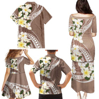 Aloha Hawaii Festive Family Matching Puletasi and Hawaiian Shirt Frangipani Lace Classic - Beige LT7 - Polynesian Pride
