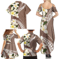 Aloha Hawaii Festive Family Matching Summer Maxi Dress and Hawaiian Shirt Frangipani Lace Classic - Beige LT7 - Polynesian Pride