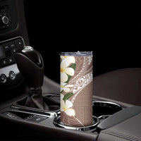 Aloha Hawaii Festive Skinny Tumbler Frangipani Lace Classic - Beige LT7 - Polynesian Pride