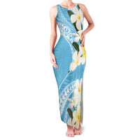 Aloha Hawaii Festive Family Matching Tank Maxi Dress and Hawaiian Shirt Frangipani Lace Classic - Turquoise LT7 Mom's Dress Turquoise - Polynesian Pride