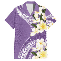 Aloha Hawaii Festive Family Matching Off The Shoulder Long Sleeve Dress and Hawaiian Shirt Frangipani Lace Classic - Lavender LT7 Dad's Shirt - Short Sleeve Lavender - Polynesian Pride