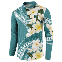 Aloha Hawaii Festive Button Sweatshirt Frangipani Lace Classic - Teal