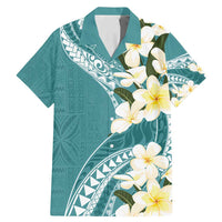 Aloha Hawaii Festive Family Matching Mermaid Dress and Hawaiian Shirt Frangipani Lace Classic - Teal LT7 Dad's Shirt - Short Sleeve Teal - Polynesian Pride