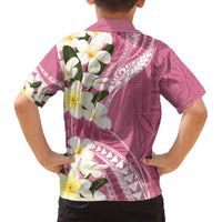Aloha Hawaii Festive Family Matching Off The Shoulder Long Sleeve Dress and Hawaiian Shirt Frangipani Lace Classic - Rosy LT7 - Polynesian Pride