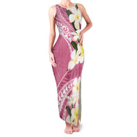 Aloha Hawaii Festive Family Matching Tank Maxi Dress and Hawaiian Shirt Frangipani Lace Classic - Rosy LT7 Mom's Dress Pink - Polynesian Pride
