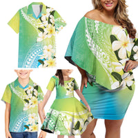 Aloha Hawaii Festive Family Matching Off Shoulder Short Dress and Hawaiian Shirt Frangipani Lace Classic - Summer Vibes LT7 - Polynesian Pride