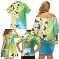 Aloha Hawaii Festive Family Matching Off Shoulder Short Dress and Hawaiian Shirt Frangipani Lace Classic - Summer Vibes LT7 - Polynesian Pride