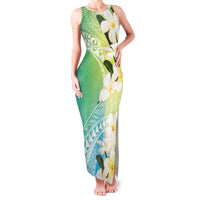 Aloha Hawaii Festive Family Matching Tank Maxi Dress and Hawaiian Shirt Frangipani Lace Classic - Summer Vibes LT7 Mom's Dress Blue Green - Polynesian Pride