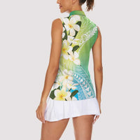 Aloha Hawaii Festive Women Sleeveless Polo Shirt Frangipani Lace Classic - Summer Vibes