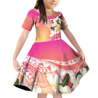 Aloha Hawaii Festive Family Matching Off Shoulder Short Dress and Hawaiian Shirt Frangipani Lace Classic - Spring Vibes LT7 Daughter's Dress Colorful - Polynesian Pride