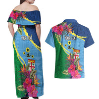 Personalized Malampa Fiji Day Together We Grow Couples Matching Off Shoulder Maxi Dress and Hawaiian Shirt Special Tapa Mix LT7 - Polynesian Pride