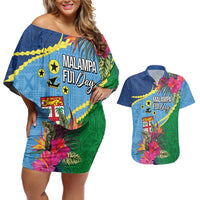 Personalized Malampa Fiji Day Together We Grow Couples Matching Off Shoulder Short Dress and Hawaiian Shirt Special Tapa Mix LT7 Colorful - Polynesian Pride