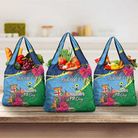 Personalized Malampa Fiji Day Together We Grow Grocery Bag Special Tapa Mix - Polynesian Pride