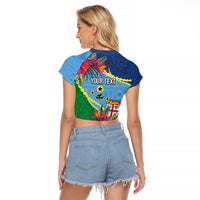 Personalized Malampa Fiji Day Together We Grow Raglan Cropped T Shirt Special Tapa Mix - Polynesian Pride