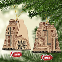 Samoa Siapo Motif Ceramic Ornament Classic Style LT7 Bell Flake Beige - Polynesian Pride