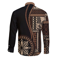 Samoa Siapo Motif Family Matching Tank Maxi Dress and Hawaiian Shirt Classic Style - Black Ver LT7 - Polynesian Pride