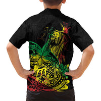 Personalised Reggae Jawaiian Festive Family Matching Short Sleeve Bodycon Dress and Hawaiian Shirt Mix Polynesian