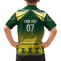 Cook Islands Rugby Custom Family Matching Off Shoulder Short Dress and Hawaiian Shirt Kuki Avaiki - Polynesian Pride