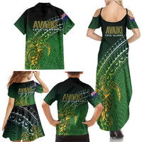 Cook Islands Rugby Kuki Avaiki Family Matching Summer Maxi Dress and Hawaiian Shirt Tribal Turtle LT7 - Polynesian Pride