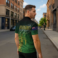 Cook Islands Rugby Kuki Avaiki Zipper Polo Shirt Tribal Turtle - Polynesian Pride