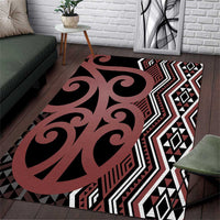 Maori Taniko Patterns Area Rug Brown Patiki Motifs Mix Whakairo Ngaru LT7 Brown - Polynesian Pride