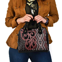 Maori Taniko Patterns Shoulder Handbag Brown Patiki Motifs Mix Whakairo Ngaru LT7 - Polynesian Pride