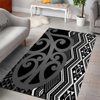 Maori Taniko Patterns Area Rug Black Patiki Motifs Mix Whakairo Ngaru LT7 - Polynesian Pride