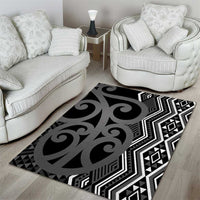 Maori Taniko Patterns Area Rug Black Patiki Motifs Mix Whakairo Ngaru LT7 - Polynesian Pride