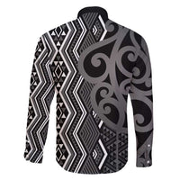 Maori Taniko Patterns Family Matching Off Shoulder Short Dress and Hawaiian Shirt Black Patiki Motifs Mix Whakairo Ngaru LT7 - Polynesian Pride