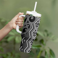 Maori Taniko Patterns Tumbler With Handle Black Patiki Motifs Mix Whakairo Ngaru