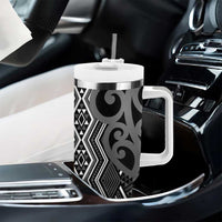 Maori Taniko Patterns Tumbler With Handle Black Patiki Motifs Mix Whakairo Ngaru